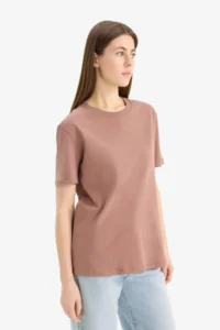 DeFacto Regular Fit Crew Neck Basic Plain Combed Cotton Short Sleeve T-Shirt - Image 3