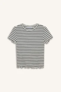 DeFacto Fitted Crew Neck Striped Ribbed Camisole Short Sleeve T-Shirt - Image 7