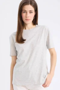 DeFacto Regular Fit Crew Neck Basic Plain Combed Cotton Short Sleeve T-Shirt