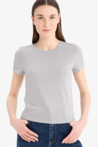 DeFacto Fitted Crew Neck Basic Plain Short Sleeve T-Shirt
