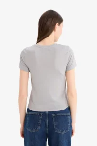 DeFacto Fitted Crew Neck Basic Plain Short Sleeve T-Shirt - Image 6