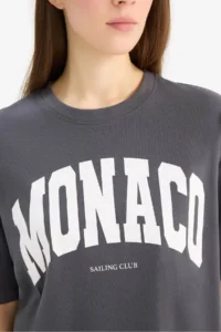 DeFacto Oversize Wide Fit Crew Neck Printed Combed Cotton Short Sleeve T-Shirt - Image 5