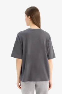 DeFacto Oversize Wide Fit Crew Neck Printed Combed Cotton Short Sleeve T-Shirt - Image 6