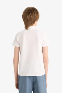 DeFacto Polo Neck Basic Plain Pique Short Sleeve School T-Shirt for Boys - Image 4