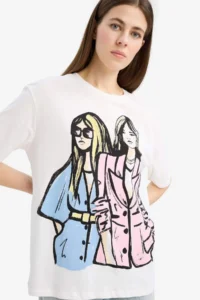 DeFacto 100% Cotton Regular Fit Printed Combed Cotton T-Shirt
