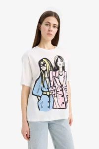 DeFacto 100% Cotton Regular Fit Printed Combed Cotton T-Shirt - Image 4