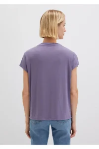 Mavi V Neck Purple Basic Viscose T-Shirt Regular Fit / Normal Cut 167714-70608 - Image 5