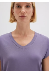 Mavi V Neck Purple Basic Viscose T-Shirt Regular Fit / Normal Cut 167714-70608 - Image 6