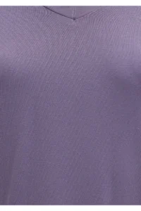 Mavi V Neck Purple Basic Viscose T-Shirt Regular Fit / Normal Cut 167714-70608 - Image 7