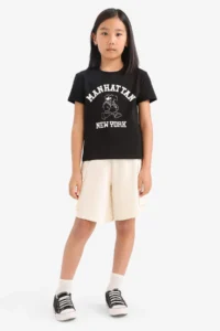 DeFacto Crew Neck Printed Short Sleeve T-Shirt Girls - Image 2