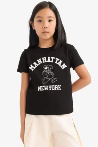 DeFacto Crew Neck Printed Short Sleeve T-Shirt Girls - Image 5