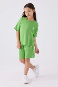 US Polo Assn. U.s. Polo Shirt Assn Girls' Green Bermuda Set