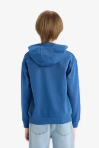 DeFacto Hooded Kangaroo Pocket Printed Sweatshirt Boy - Image 6