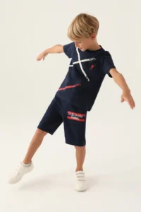 US Polo Assn. U.s. Polo Shirt Assn Boys' Navy Blue Bermuda Set - Image 2