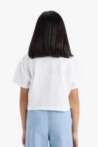 DeFacto Crop Crew Neck Printed Short Sleeve T-Shirt Girl Child - Image 5