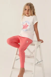 US Polo Assn. U.s. Polo Shirt Assn Girls' Cream Pajama Set