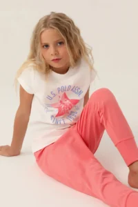 US Polo Assn. U.s. Polo Shirt Assn Girls' Cream Pajama Set - Image 2