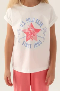 US Polo Assn. U.s. Polo Shirt Assn Girls' Cream Pajama Set - Image 4