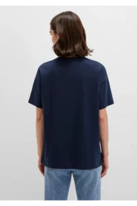 Mavi Logo Printed Navy Blue T-Shirt Loose Fit 1611309-70490 - Image 4