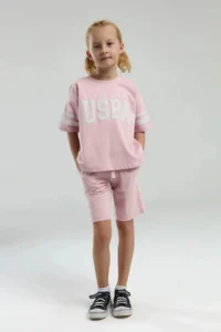 US Polo Assn. KIZ GARSON BERMUDA Set - Dusty Pink