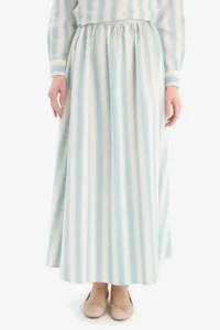 DeFacto A-Line Striped Linen Blend Maxi Skirt - Image 4