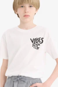 DeFacto Crew Neck Printed Short Sleeve T-Shirt Boy