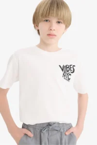 DeFacto Crew Neck Printed Short Sleeve T-Shirt Boy - Image 4