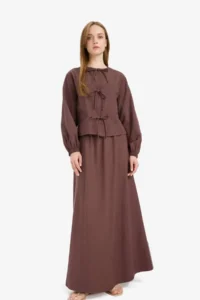 DeFacto A-Line Linen Blend Maxi Hijab Skirt - Image 3
