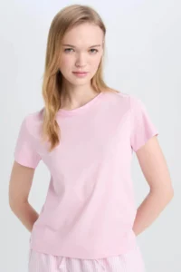 DeFacto Short Sleeve Pink Women T-Shirt C3852AX/PN614