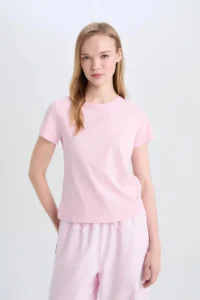 DeFacto Short Sleeve Pink Women T-Shirt C3852AX/PN614 - Image 3