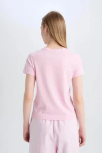 DeFacto Short Sleeve Pink Women T-Shirt C3852AX/PN614 - Image 4