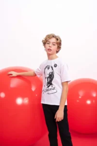 DeFacto Boy's Crew Neck Ataturk Printed Short Sleeve White T-Shirt - Image 2
