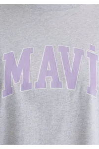 Mavi Logo Printed Gray T-Shirt Oversize / Wide Cut 1600843-85438 - Image 6