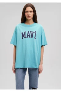 Mavi Logo Printed Green T-Shirt Regular Fit / Normal Cut 1600843-71463 - Image 3