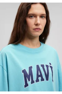 Mavi Logo Printed Green T-Shirt Regular Fit / Normal Cut 1600843-71463 - Image 5