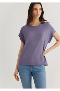 Mavi Low Shoulder Purple Basic T-Shirt Regular Fit / Normal Cut 1611649-70608 - Image 3