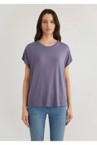 Mavi Low Shoulder Purple Basic T-Shirt Regular Fit / Normal Cut 1611649-70608 - Image 4