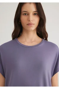 Mavi Low Shoulder Purple Basic T-Shirt Regular Fit / Normal Cut 1611649-70608 - Image 6
