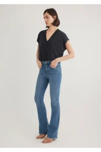 Mavi Lux Touch (TENCEL™) V Neck Black Modal T-Shirt Regular Fit / Normal Cut 1612250-900 - Image 2