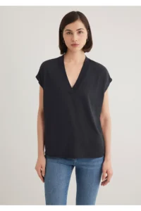 Mavi Lux Touch (TENCEL™) V Neck Black Modal T-Shirt Regular Fit / Normal Cut 1612250-900 - Image 4