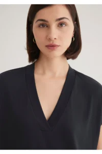 Mavi Lux Touch (TENCEL™) V Neck Black Modal T-Shirt Regular Fit / Normal Cut 1612250-900 - Image 6