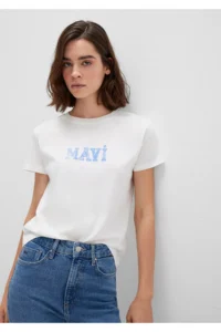 Mavi Printed White T-Shirt Regular Fit / Normal Cut 1612232-70057 - Image 3