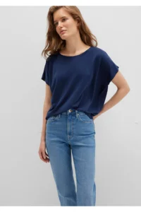 Mavi Lux Touch (TENCEL™) Modal Navy Blue Basic T-Shirt Loose Fit 167245-70487