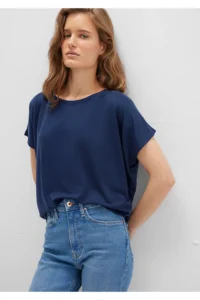 Mavi Lux Touch (TENCEL™) Modal Navy Blue Basic T-Shirt Loose Fit 167245-70487 - Image 2
