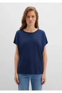 Mavi Lux Touch (TENCEL™) Modal Navy Blue Basic T-Shirt Loose Fit 167245-70487 - Image 3