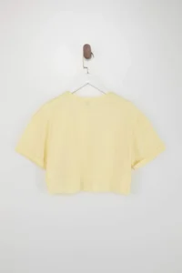 TRENDYOLMİLLA Yellow Boxy Drop Sleeve Short Sleeve 100% Cotton Knitting T-Shirt - Image 6