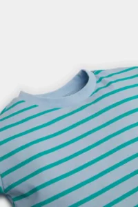 DeFacto Crew Neck Striped Short Sleeve T-Shirt Baby Boy - Image 2