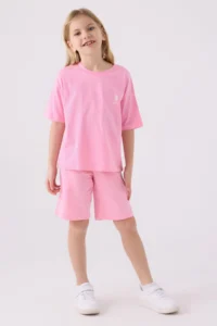 US Polo Assn. U.s. Polo Shirt Assn Girls' Pink Bermuda Set