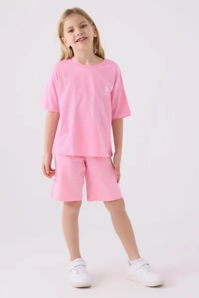 US Polo Assn. U.s. Polo Shirt Assn Girls' Pink Bermuda Set