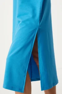 Happiness İstanbul Women's Blue Cotton Summer Daily Combed Cotton Dress - Image 3